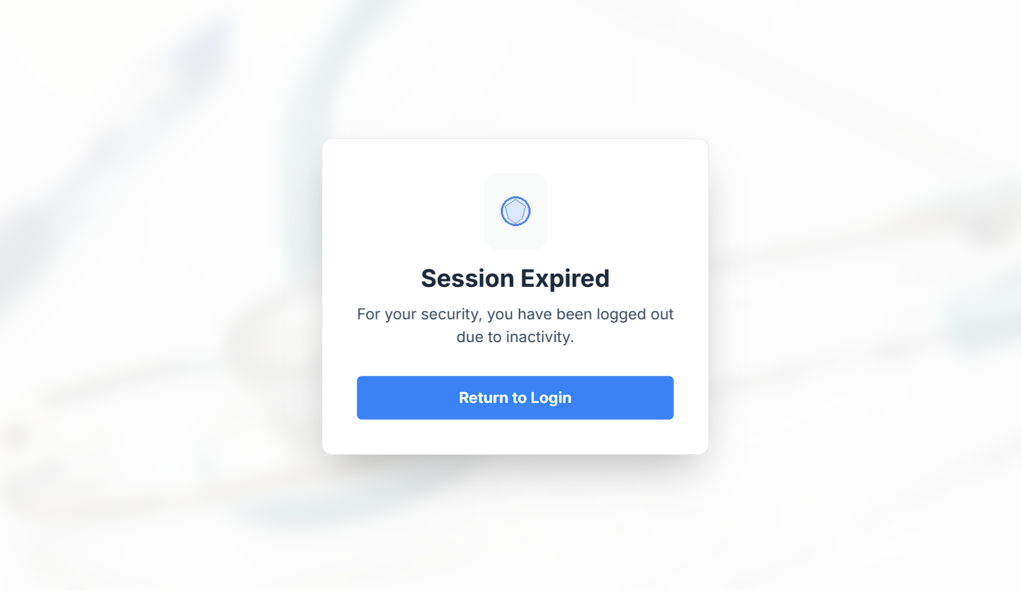 Sanitized session-expired message shown after user inactivity.